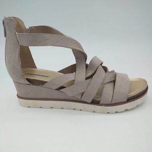 Maurices Womens Chenay Strappy Sandals Beige Wedge Heels Back Zip 9.5 M